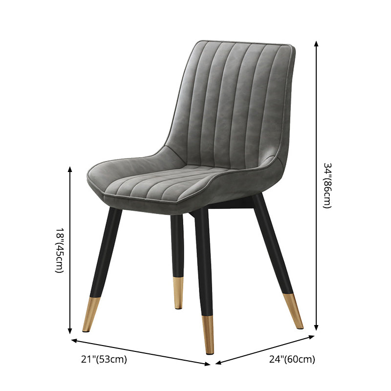 Metal Contemporary Side Chair PU Leather Solid Back Chair Indoor Dining Chairs Clearhalo ' kitchen&dining_furn' 'Dining Chairs' 'Dining Tables & Seating' 'dining_chair' 'Furniture' 'furniture_dining_chair' 'Kitchen & Dining Furniture' 'kitchen' 3453335