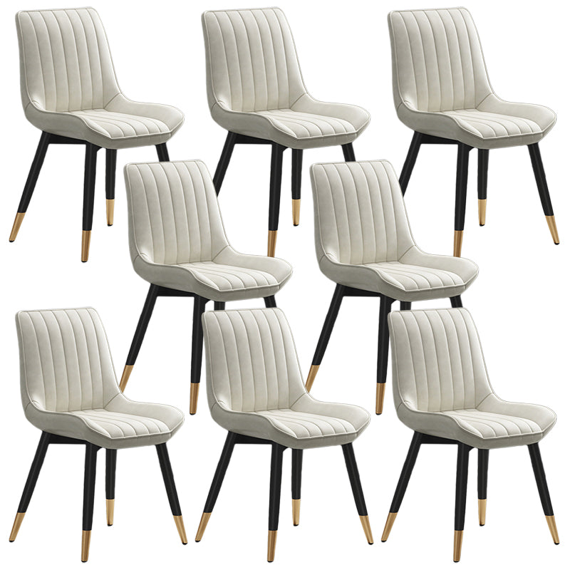 Metal Contemporary Side Chair PU Leather Solid Back Chair Indoor Dining Chairs Off-White Set of 8 Clearhalo ' kitchen&dining_furn' 'Dining Chairs' 'Dining Tables & Seating' 'dining_chair' 'Furniture' 'furniture_dining_chair' 'Kitchen & Dining Furniture' 'kitchen' 3453336