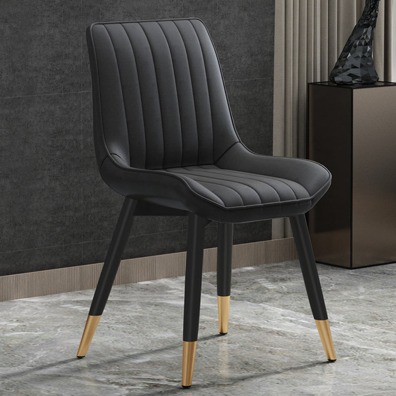 Metal Contemporary Side Chair PU Leather Solid Back Chair Indoor Dining Chairs Clearhalo ' kitchen&dining_furn' 'Dining Chairs' 'Dining Tables & Seating' 'dining_chair' 'Furniture' 'furniture_dining_chair' 'Kitchen & Dining Furniture' 'kitchen' 3453338