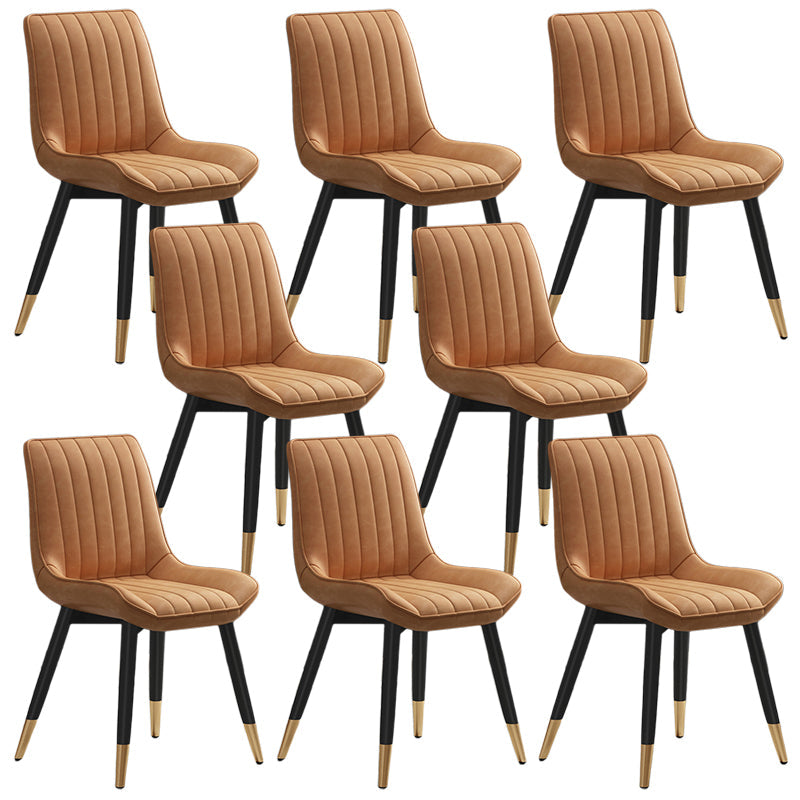 Metal Contemporary Side Chair PU Leather Solid Back Chair Indoor Dining Chairs Orange Set of 8 Clearhalo ' kitchen&dining_furn' 'Dining Chairs' 'Dining Tables & Seating' 'dining_chair' 'Furniture' 'furniture_dining_chair' 'Kitchen & Dining Furniture' 'kitchen' 3453340