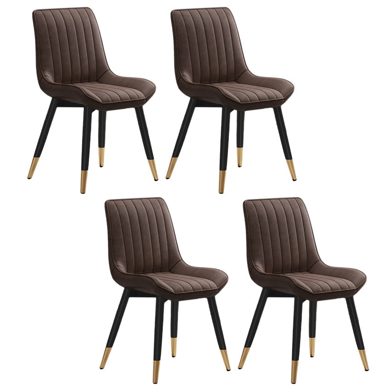 Metal Contemporary Side Chair PU Leather Solid Back Chair Indoor Dining Chairs Brown Set of 4 Clearhalo ' kitchen&dining_furn' 'Dining Chairs' 'Dining Tables & Seating' 'dining_chair' 'Furniture' 'furniture_dining_chair' 'Kitchen & Dining Furniture' 'kitchen' 3453341