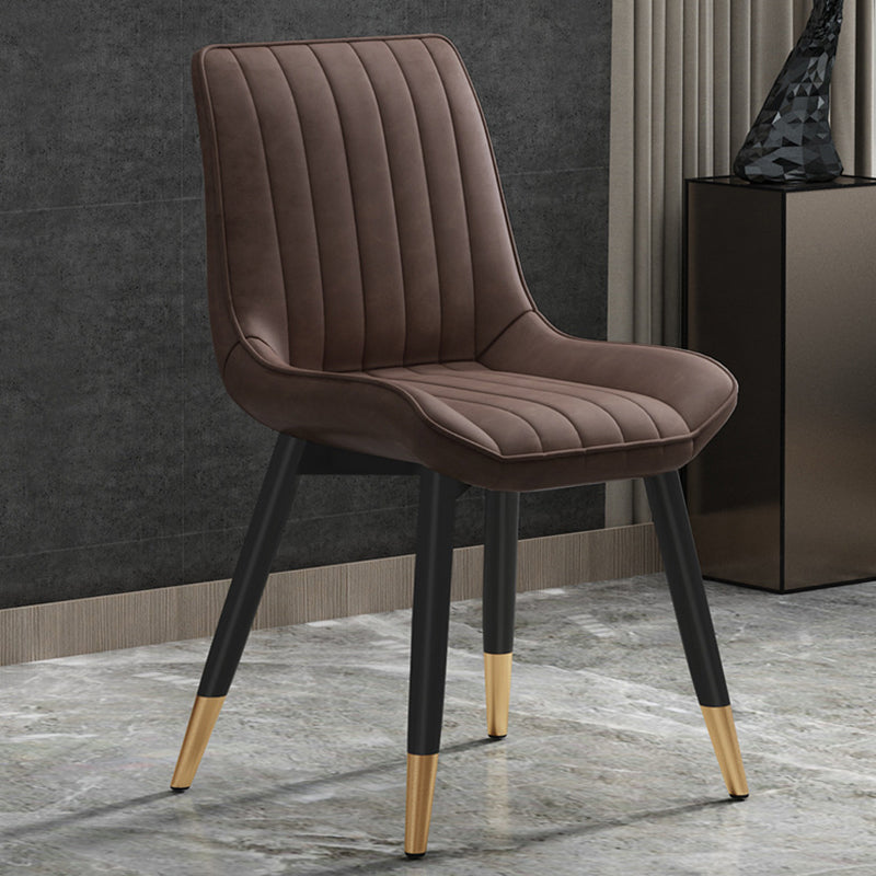 Metal Contemporary Side Chair PU Leather Solid Back Chair Indoor Dining Chairs Clearhalo ' kitchen&dining_furn' 'Dining Chairs' 'Dining Tables & Seating' 'dining_chair' 'Furniture' 'furniture_dining_chair' 'Kitchen & Dining Furniture' 'kitchen' 3453345