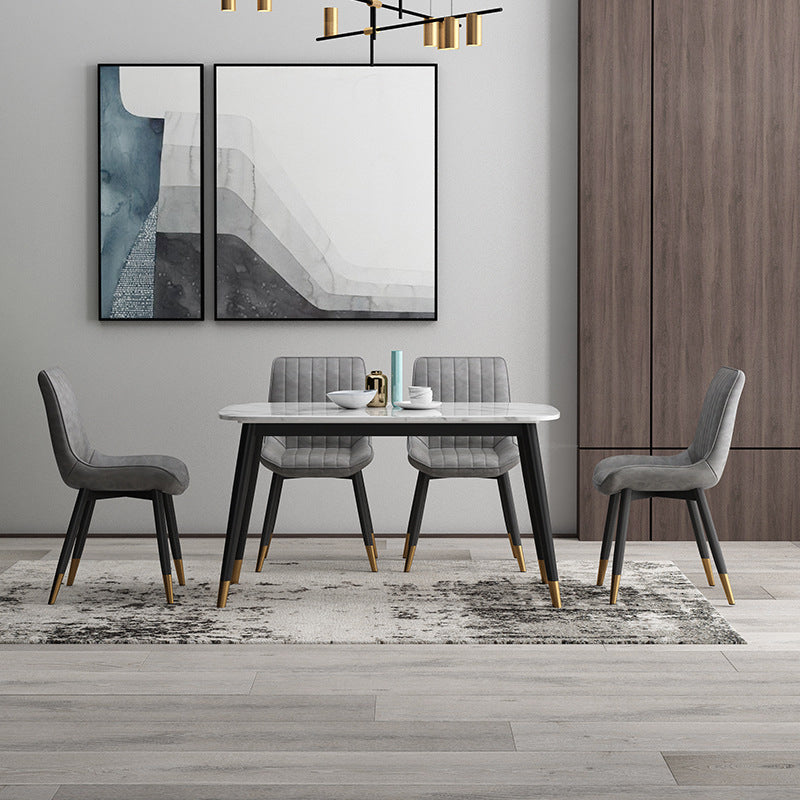 Metal Contemporary Side Chair PU Leather Solid Back Chair Indoor Dining Chairs Clearhalo ' kitchen&dining_furn' 'Dining Chairs' 'Dining Tables & Seating' 'dining_chair' 'Furniture' 'furniture_dining_chair' 'Kitchen & Dining Furniture' 'kitchen' 3453348