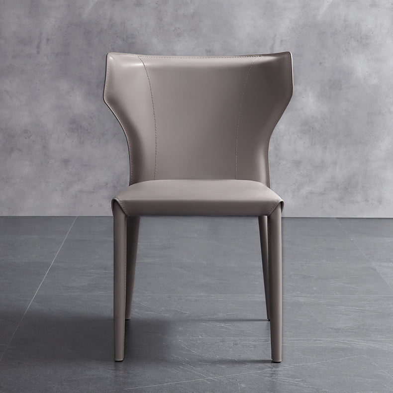 Modern Wingback Side Chair Leather Armless Dining Chair with Metal Legs Clearhalo ' kitchen&dining_furn' 'Dining Chairs' 'Dining Tables & Seating' 'dining_chair' 'Furniture' 'furniture_dining_chair' 'Kitchen & Dining Furniture' 'kitchen' 3453365