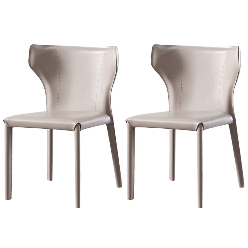 Modern Wingback Side Chair Leather Armless Dining Chair with Metal Legs Light Gray Set of 2 Clearhalo ' kitchen&dining_furn' 'Dining Chairs' 'Dining Tables & Seating' 'dining_chair' 'Furniture' 'furniture_dining_chair' 'Kitchen & Dining Furniture' 'kitchen' 3453368