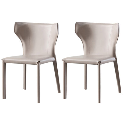 Modern Wingback Side Chair Leather Armless Dining Chair with Metal Legs Light Gray Set of 2 Clearhalo ' kitchen&dining_furn' 'Dining Chairs' 'Dining Tables & Seating' 'dining_chair' 'Furniture' 'furniture_dining_chair' 'Kitchen & Dining Furniture' 'kitchen' 3453368