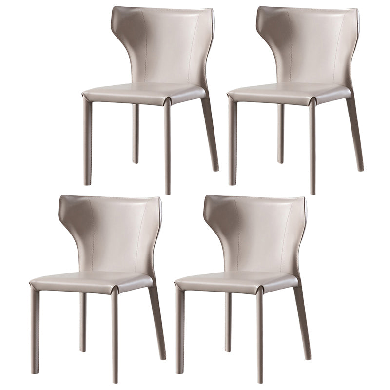 Modern Wingback Side Chair Leather Armless Dining Chair with Metal Legs Light Gray Set of 4 Clearhalo ' kitchen&dining_furn' 'Dining Chairs' 'Dining Tables & Seating' 'dining_chair' 'Furniture' 'furniture_dining_chair' 'Kitchen & Dining Furniture' 'kitchen' 3453370