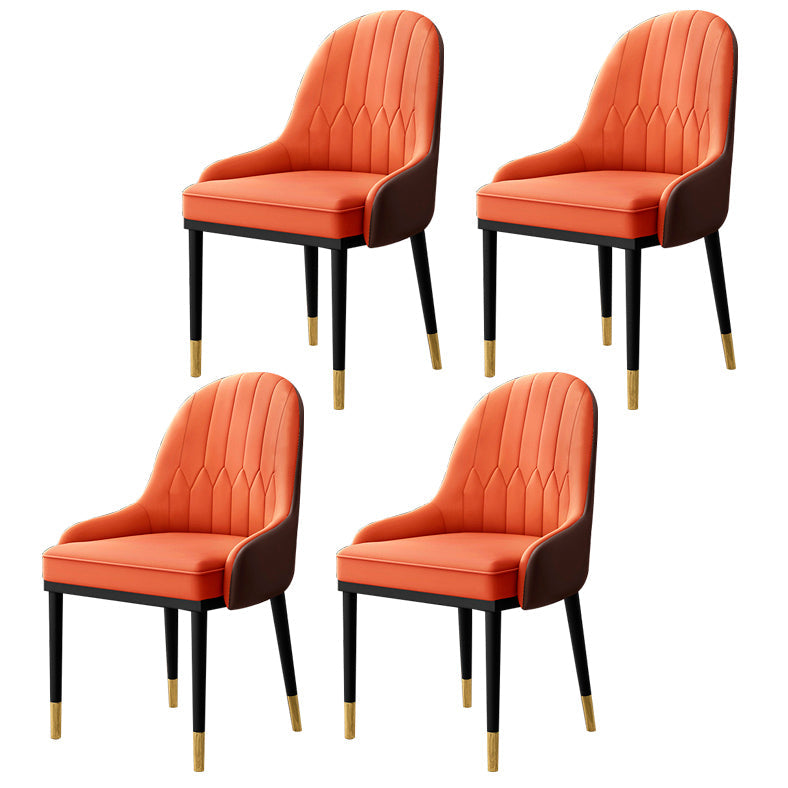 Leather Kitchen Side Chair 19'' Wide Dining Parsons Chair for Restaurant Orange 4 Piece Set Clearhalo ' kitchen&dining_furn' 'Dining Chairs' 'Dining Tables & Seating' 'dining_chair' 'furn' 'furn_dining_chair' 'Furniture' 'furniture_dining_chair' 'Kitchen & Dining Furniture' 'kitchen' 3453389