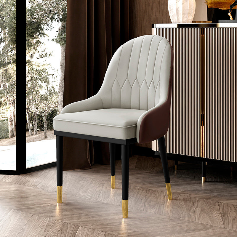 Leather Kitchen Side Chair 19'' Wide Dining Parsons Chair for Restaurant Grey 1 Piece Clearhalo ' kitchen&dining_furn' 'Dining Chairs' 'Dining Tables & Seating' 'dining_chair' 'furn' 'furn_dining_chair' 'Furniture' 'furniture_dining_chair' 'Kitchen & Dining Furniture' 'kitchen' 3453397