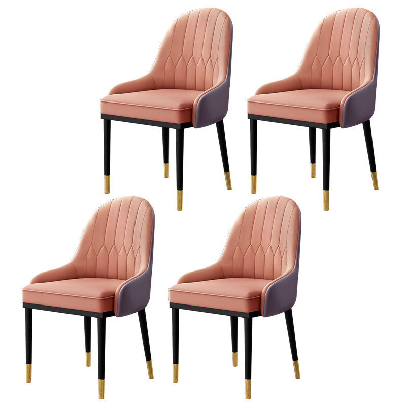 Leather Kitchen Side Chair 19'' Wide Dining Parsons Chair for Restaurant Beige-Pink 4 Piece Set Clearhalo ' kitchen&dining_furn' 'Dining Chairs' 'Dining Tables & Seating' 'dining_chair' 'furn' 'furn_dining_chair' 'Furniture' 'furniture_dining_chair' 'Kitchen & Dining Furniture' 'kitchen' 3453401