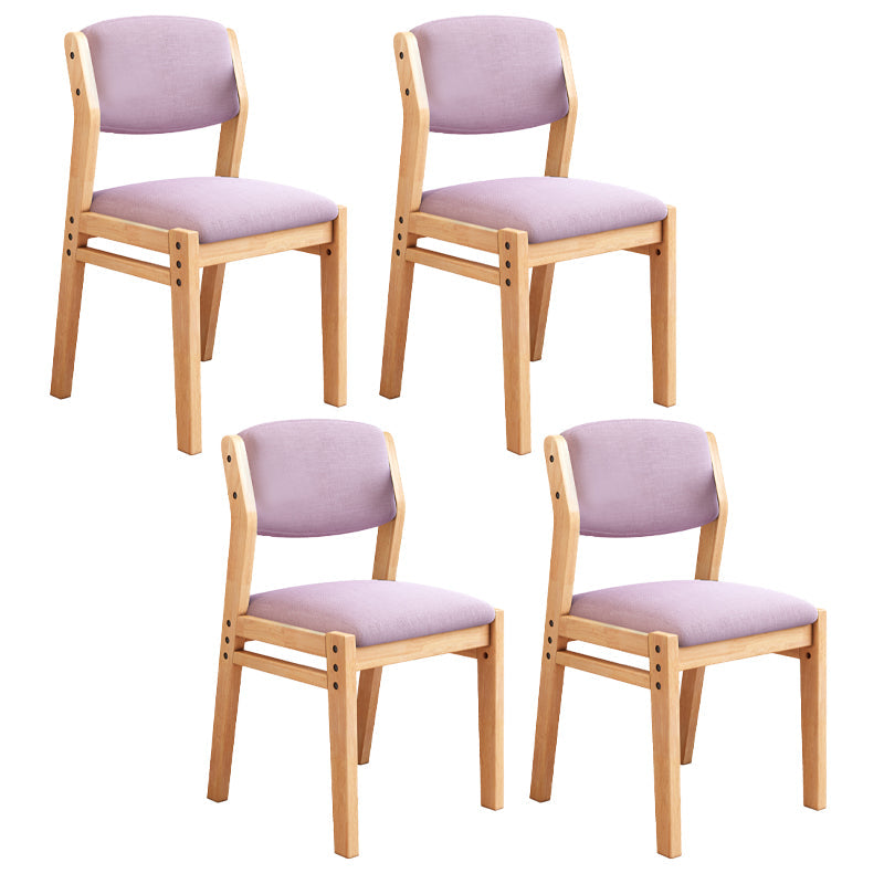 Scandinavian Rubberwood Kitchen Side Chair Liftable Open Back Dining Chair Light Pink Natural Wood Set of 4 Clearhalo ' kitchen&dining_furn' 'Dining Chairs' 'Dining Tables & Seating' 'dining_chair' 'Furniture' 'furniture_dining_chair' 'Kitchen & Dining Furniture' 'kitchen' 3453410