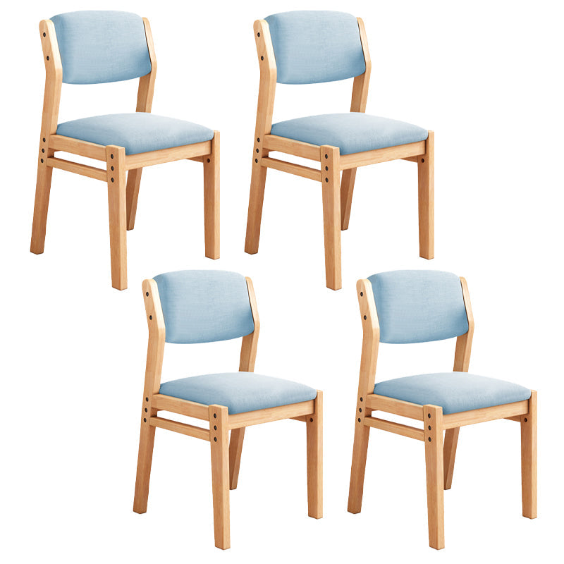 Scandinavian Rubberwood Kitchen Side Chair Liftable Open Back Dining Chair Light Blue Natural Wood Set of 4 Clearhalo ' kitchen&dining_furn' 'Dining Chairs' 'Dining Tables & Seating' 'dining_chair' 'Furniture' 'furniture_dining_chair' 'Kitchen & Dining Furniture' 'kitchen' 3453416