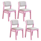 Scandinavian Rubberwood Kitchen Side Chair Liftable Open Back Dining Chair Light Gray Pink Set of 4 Clearhalo ' kitchen&dining_furn' 'Dining Chairs' 'Dining Tables & Seating' 'dining_chair' 'Furniture' 'furniture_dining_chair' 'Kitchen & Dining Furniture' 'kitchen' 3453443