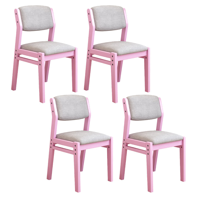 Scandinavian Rubberwood Kitchen Side Chair Liftable Open Back Dining Chair Light Gray Pink Set of 4 Clearhalo ' kitchen&dining_furn' 'Dining Chairs' 'Dining Tables & Seating' 'dining_chair' 'Furniture' 'furniture_dining_chair' 'Kitchen & Dining Furniture' 'kitchen' 3453443