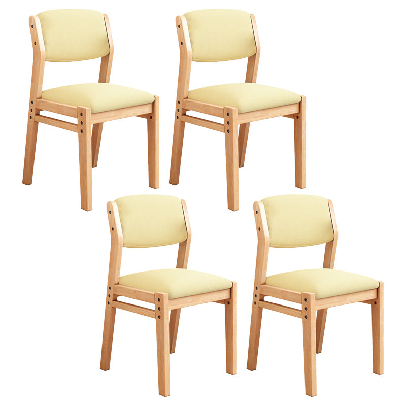 Scandinavian Rubberwood Kitchen Side Chair Liftable Open Back Dining Chair Light Yellow Natural Wood Set of 4 Clearhalo ' kitchen&dining_furn' 'Dining Chairs' 'Dining Tables & Seating' 'dining_chair' 'Furniture' 'furniture_dining_chair' 'Kitchen & Dining Furniture' 'kitchen' 3453446