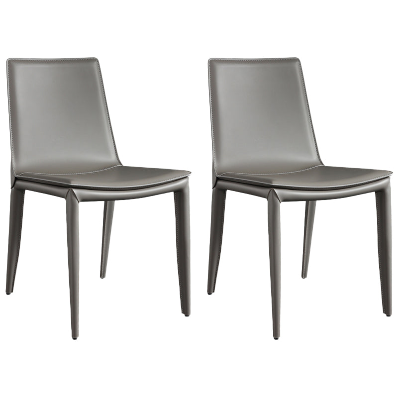 Metal Contemporary Dining Room Chairs Metallic Finish Parsons Dining Chairs Grey Set of 2 Clearhalo ' kitchen&dining_furn' 'Dining Chairs' 'Dining Tables & Seating' 'dining_chair' 'Furniture' 'furniture_dining_chair' 'Kitchen & Dining Furniture' 'kitchen' 3453448