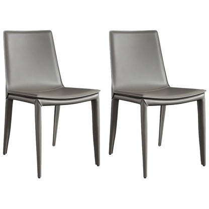 Metal Contemporary Dining Room Chairs Metallic Finish Parsons Dining Chairs Grey Set of 2 Clearhalo ' kitchen&dining_furn' 'Dining Chairs' 'Dining Tables & Seating' 'dining_chair' 'Furniture' 'furniture_dining_chair' 'Kitchen & Dining Furniture' 'kitchen' 3453448
