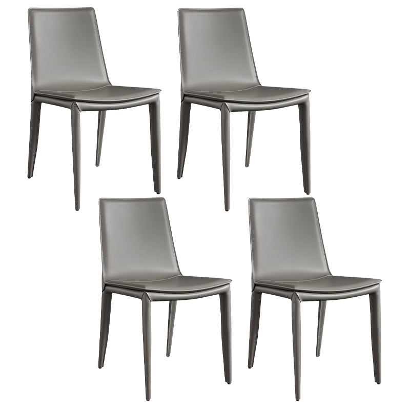 Metal Contemporary Dining Room Chairs Metallic Finish Parsons Dining Chairs Grey Set of 4 Clearhalo ' kitchen&dining_furn' 'Dining Chairs' 'Dining Tables & Seating' 'dining_chair' 'Furniture' 'furniture_dining_chair' 'Kitchen & Dining Furniture' 'kitchen' 3453449