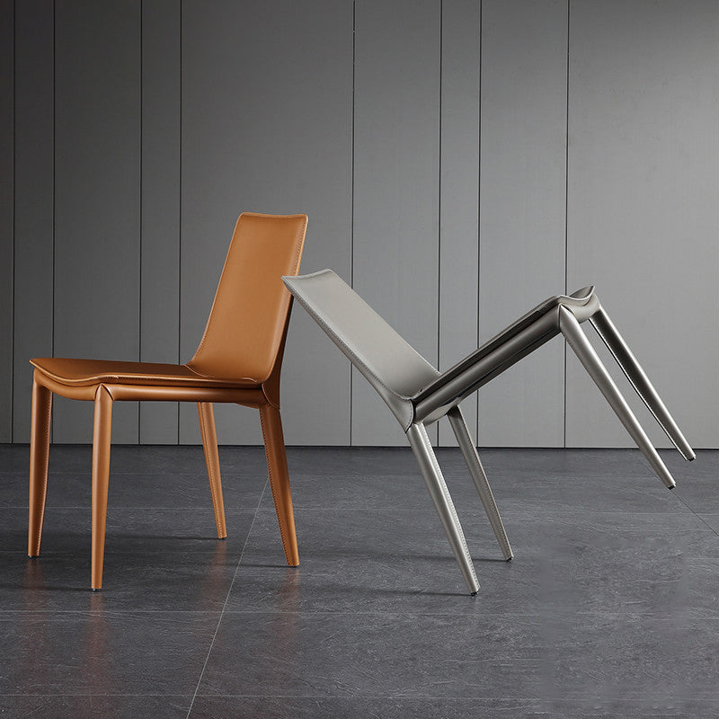 Metal Contemporary Dining Room Chairs Metallic Finish Parsons Dining Chairs Clearhalo ' kitchen&dining_furn' 'Dining Chairs' 'Dining Tables & Seating' 'dining_chair' 'Furniture' 'furniture_dining_chair' 'Kitchen & Dining Furniture' 'kitchen' 3453450