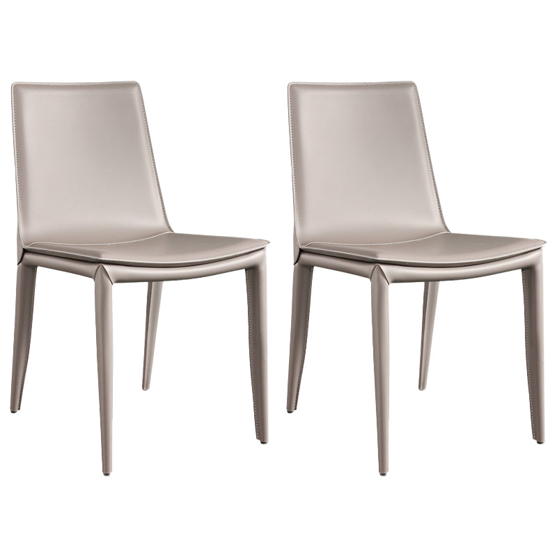 Metal Contemporary Dining Room Chairs Metallic Finish Parsons Dining Chairs Light Khaki Set of 2 Clearhalo ' kitchen&dining_furn' 'Dining Chairs' 'Dining Tables & Seating' 'dining_chair' 'Furniture' 'furniture_dining_chair' 'Kitchen & Dining Furniture' 'kitchen' 3453454