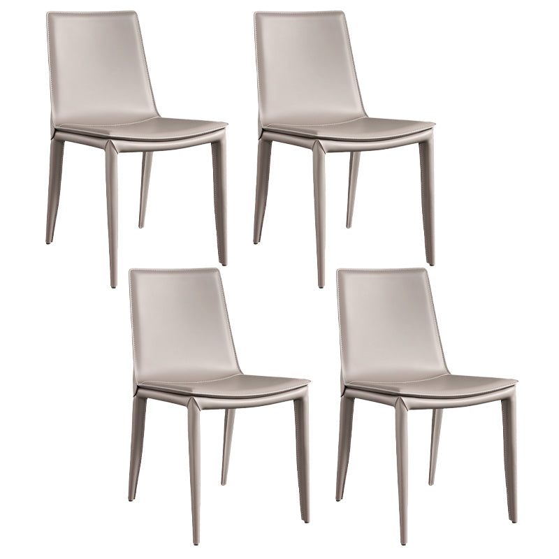 Metal Contemporary Dining Room Chairs Metallic Finish Parsons Dining Chairs Light Khaki Set of 4 Clearhalo ' kitchen&dining_furn' 'Dining Chairs' 'Dining Tables & Seating' 'dining_chair' 'Furniture' 'furniture_dining_chair' 'Kitchen & Dining Furniture' 'kitchen' 3453455