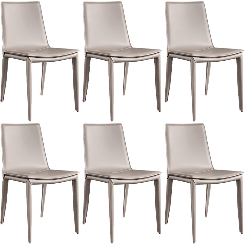 Metal Contemporary Dining Room Chairs Metallic Finish Parsons Dining Chairs Light Khaki Set of 6 Clearhalo ' kitchen&dining_furn' 'Dining Chairs' 'Dining Tables & Seating' 'dining_chair' 'Furniture' 'furniture_dining_chair' 'Kitchen & Dining Furniture' 'kitchen' 3453458