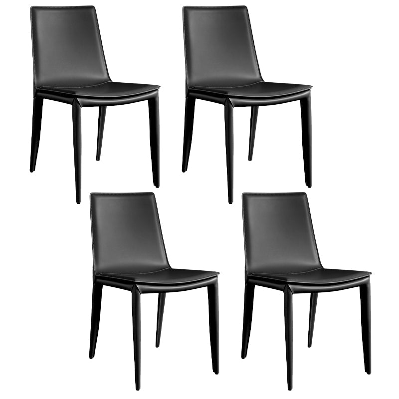 Metal Contemporary Dining Room Chairs Metallic Finish Parsons Dining Chairs Black Set of 4 Clearhalo ' kitchen&dining_furn' 'Dining Chairs' 'Dining Tables & Seating' 'dining_chair' 'Furniture' 'furniture_dining_chair' 'Kitchen & Dining Furniture' 'kitchen' 3453468