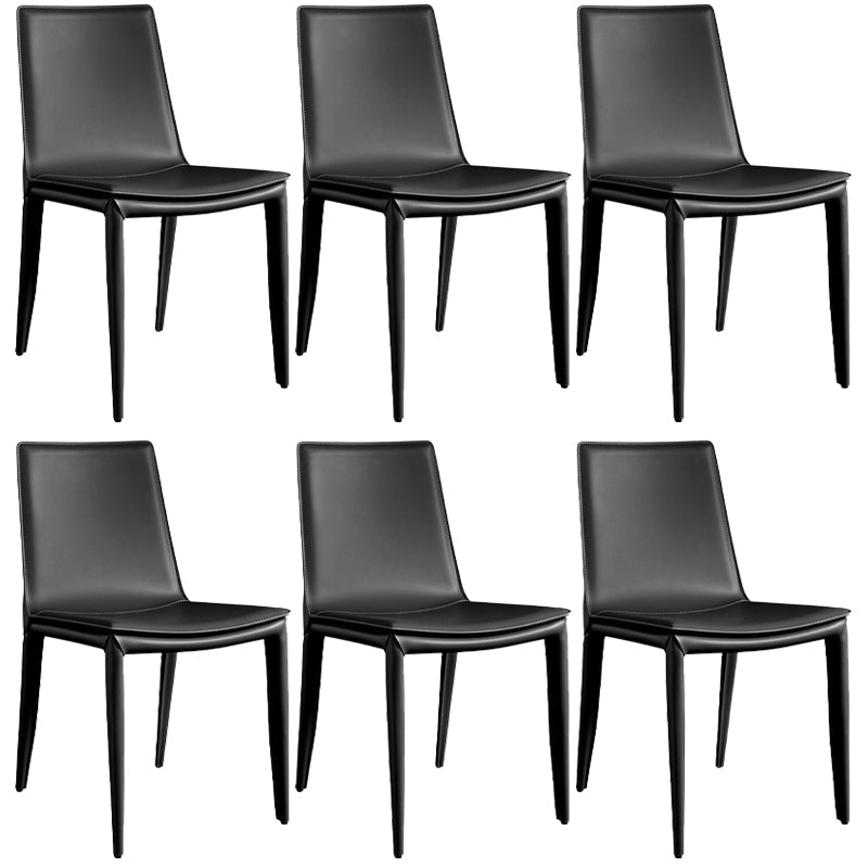 Metal Contemporary Dining Room Chairs Metallic Finish Parsons Dining Chairs Black Set of 6 Clearhalo ' kitchen&dining_furn' 'Dining Chairs' 'Dining Tables & Seating' 'dining_chair' 'Furniture' 'furniture_dining_chair' 'Kitchen & Dining Furniture' 'kitchen' 3453469