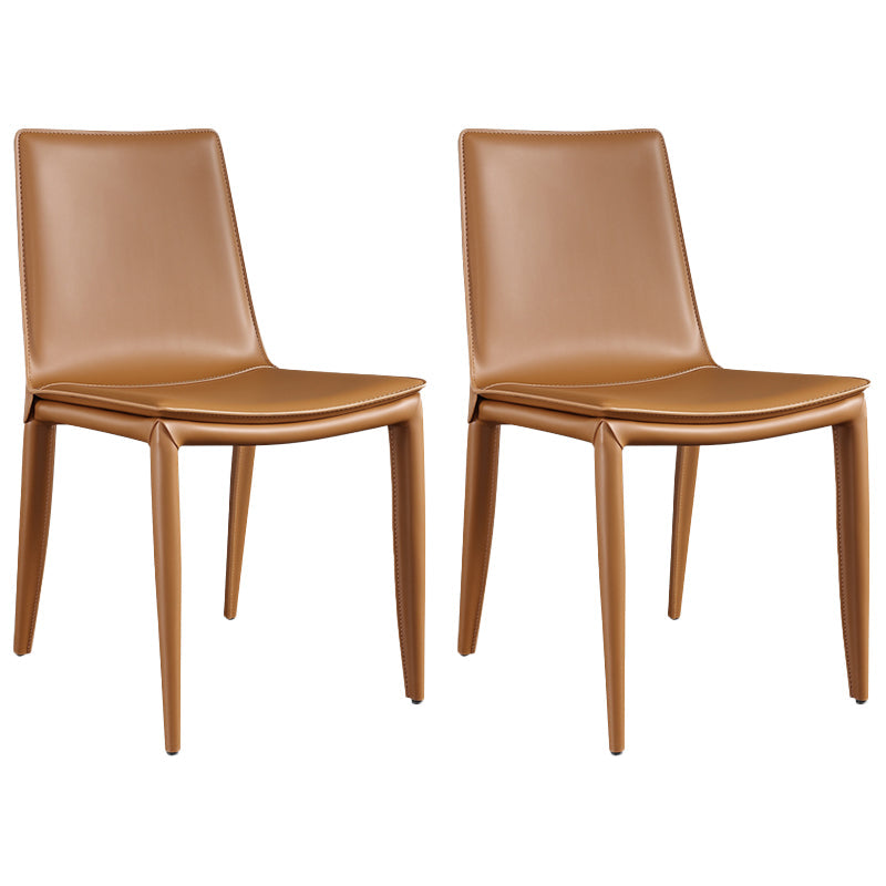 Metal Contemporary Dining Room Chairs Metallic Finish Parsons Dining Chairs Orange Set of 2 Clearhalo ' kitchen&dining_furn' 'Dining Chairs' 'Dining Tables & Seating' 'dining_chair' 'Furniture' 'furniture_dining_chair' 'Kitchen & Dining Furniture' 'kitchen' 3453472
