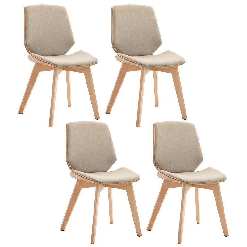 Wood Kitchen Dining Room Chair Contemporary Style Solid Back Side Chairs Off-White Set of 4 Clearhalo ' kitchen&dining_furn' 'Dining Chairs' 'Dining Tables & Seating' 'dining_chair' 'Furniture' 'furniture_dining_chair' 'Kitchen & Dining Furniture' 'kitchen' 3453478