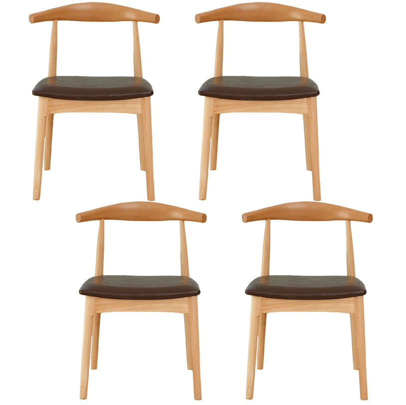 Scandinavian Rubberwood Open Side Chair Multi-color Dining Chair with 4 Legs Coffee Set of 4 Clearhalo ' kitchen&dining_furn' 'Dining Chairs' 'Dining Tables & Seating' 'dining_chair' 'Furniture' 'furniture_dining_chair' 'Kitchen & Dining Furniture' 'kitchen' 3453522