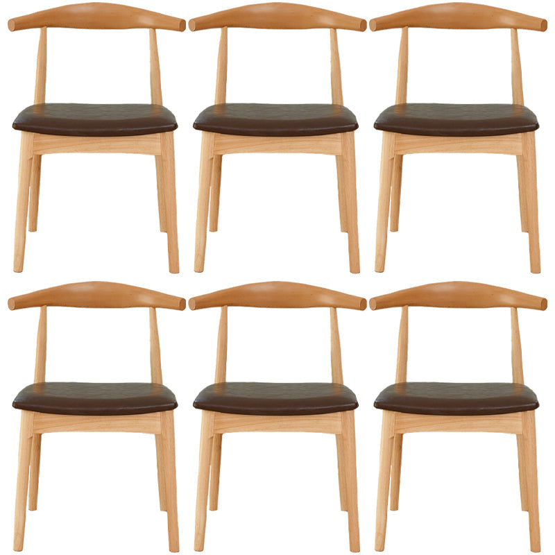 Scandinavian Rubberwood Open Side Chair Multi-color Dining Chair with 4 Legs Coffee Set of 6 Clearhalo ' kitchen&dining_furn' 'Dining Chairs' 'Dining Tables & Seating' 'dining_chair' 'Furniture' 'furniture_dining_chair' 'Kitchen & Dining Furniture' 'kitchen' 3453523