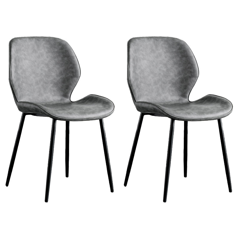 Modern Metal Kitchen Dining Side Chair Black Wingback Side Dining Side Chair Dark Gray Set of 2 Clearhalo ' kitchen&dining_furn' 'Dining Chairs' 'Dining Tables & Seating' 'dining_chair' 'Furniture' 'furniture_dining_chair' 'Kitchen & Dining Furniture' 'kitchen' 3453549