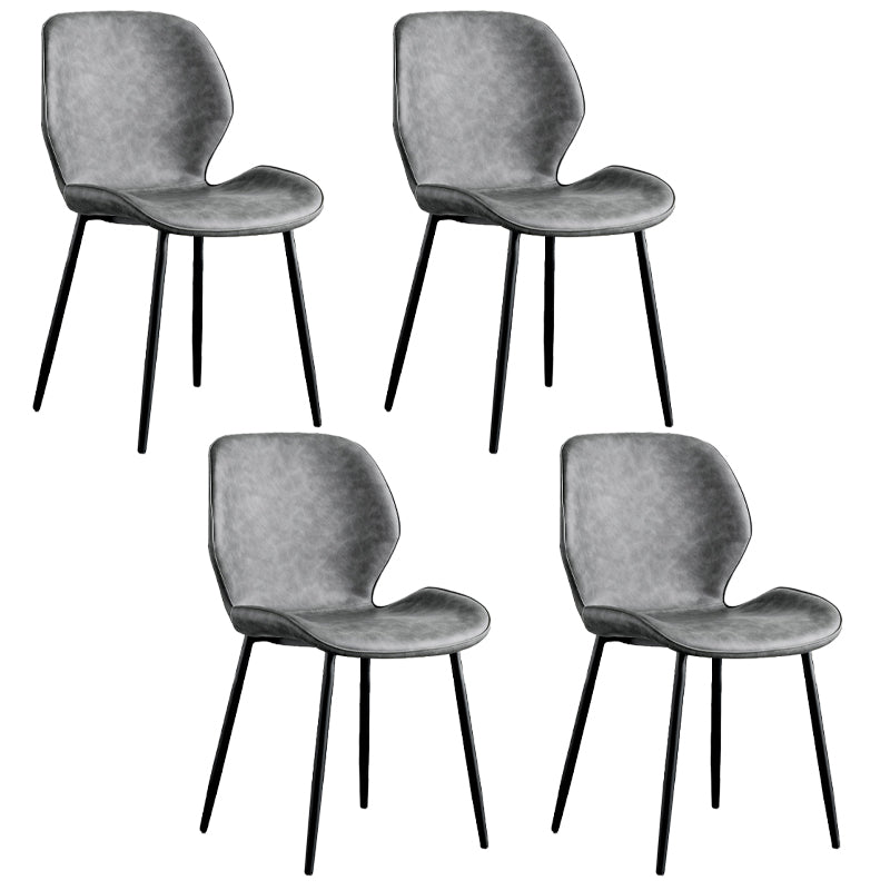 Modern Metal Kitchen Dining Side Chair Black Wingback Side Dining Side Chair Dark Gray Set of 4 Clearhalo ' kitchen&dining_furn' 'Dining Chairs' 'Dining Tables & Seating' 'dining_chair' 'Furniture' 'furniture_dining_chair' 'Kitchen & Dining Furniture' 'kitchen' 3453550