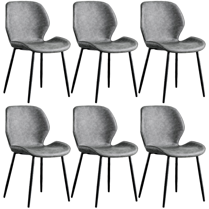 Modern Metal Kitchen Dining Side Chair Black Wingback Side Dining Side Chair Dark Gray Set of 6 Clearhalo ' kitchen&dining_furn' 'Dining Chairs' 'Dining Tables & Seating' 'dining_chair' 'Furniture' 'furniture_dining_chair' 'Kitchen & Dining Furniture' 'kitchen' 3453553