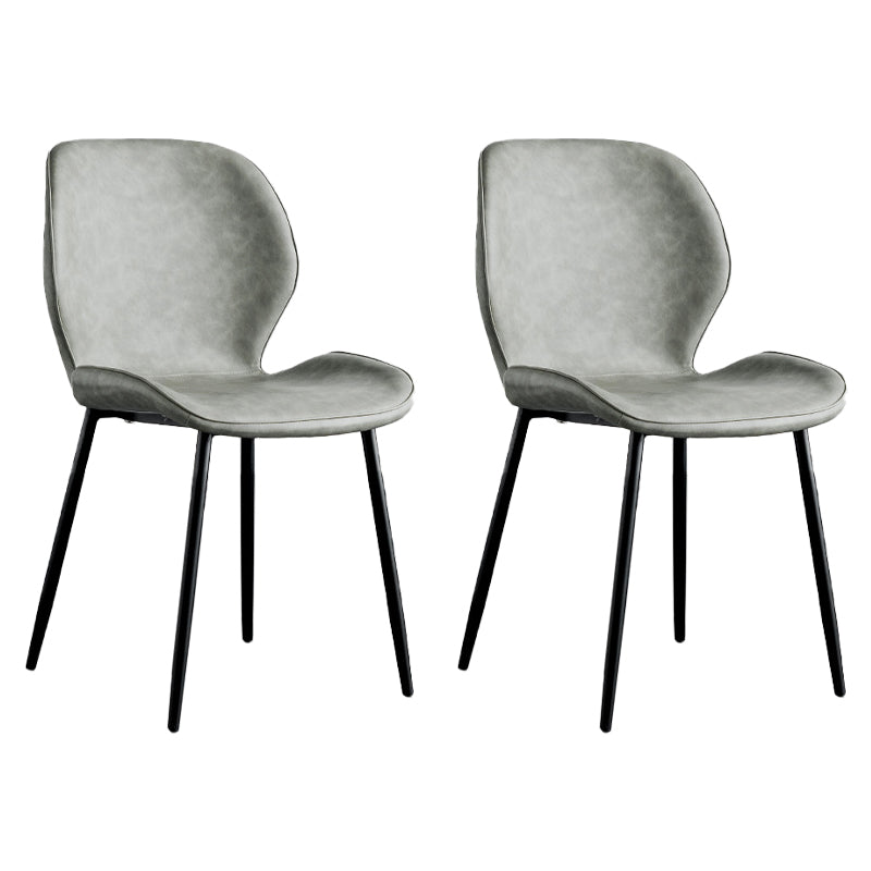 Modern Metal Kitchen Dining Side Chair Black Wingback Side Dining Side Chair Light Gray Set of 2 Clearhalo ' kitchen&dining_furn' 'Dining Chairs' 'Dining Tables & Seating' 'dining_chair' 'Furniture' 'furniture_dining_chair' 'Kitchen & Dining Furniture' 'kitchen' 3453554