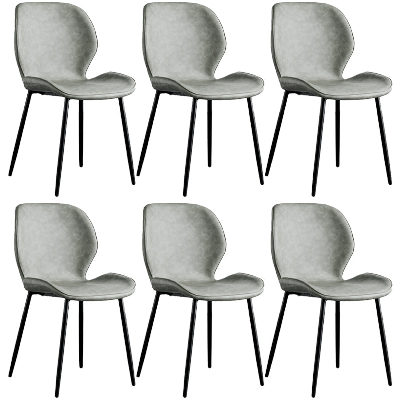 Modern Metal Kitchen Dining Side Chair Black Wingback Side Dining Side Chair Light Gray Set of 6 Clearhalo ' kitchen&dining_furn' 'Dining Chairs' 'Dining Tables & Seating' 'dining_chair' 'Furniture' 'furniture_dining_chair' 'Kitchen & Dining Furniture' 'kitchen' 3453558