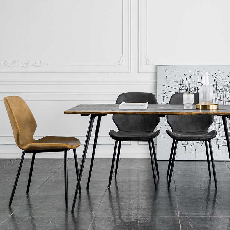 Modern Metal Kitchen Dining Side Chair Black Wingback Side Dining Side Chair Clearhalo ' kitchen&dining_furn' 'Dining Chairs' 'Dining Tables & Seating' 'dining_chair' 'Furniture' 'furniture_dining_chair' 'Kitchen & Dining Furniture' 'kitchen' 3453563