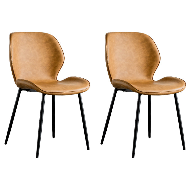 Modern Metal Kitchen Dining Side Chair Black Wingback Side Dining Side Chair Orange Set of 2 Clearhalo ' kitchen&dining_furn' 'Dining Chairs' 'Dining Tables & Seating' 'dining_chair' 'Furniture' 'furniture_dining_chair' 'Kitchen & Dining Furniture' 'kitchen' 3453567