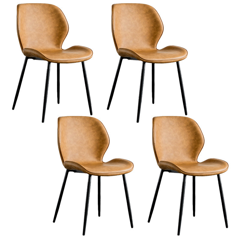 Modern Metal Kitchen Dining Side Chair Black Wingback Side Dining Side Chair Orange Set of 4 Clearhalo ' kitchen&dining_furn' 'Dining Chairs' 'Dining Tables & Seating' 'dining_chair' 'Furniture' 'furniture_dining_chair' 'Kitchen & Dining Furniture' 'kitchen' 3453569