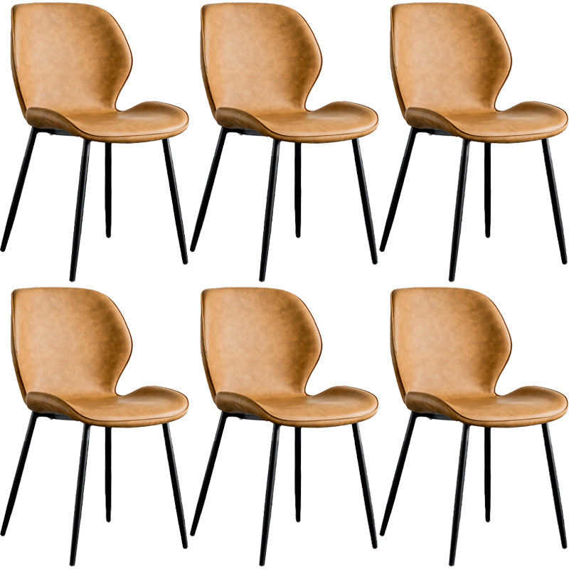 Modern Metal Kitchen Dining Side Chair Black Wingback Side Dining Side Chair Orange Set of 6 Clearhalo ' kitchen&dining_furn' 'Dining Chairs' 'Dining Tables & Seating' 'dining_chair' 'Furniture' 'furniture_dining_chair' 'Kitchen & Dining Furniture' 'kitchen' 3453570