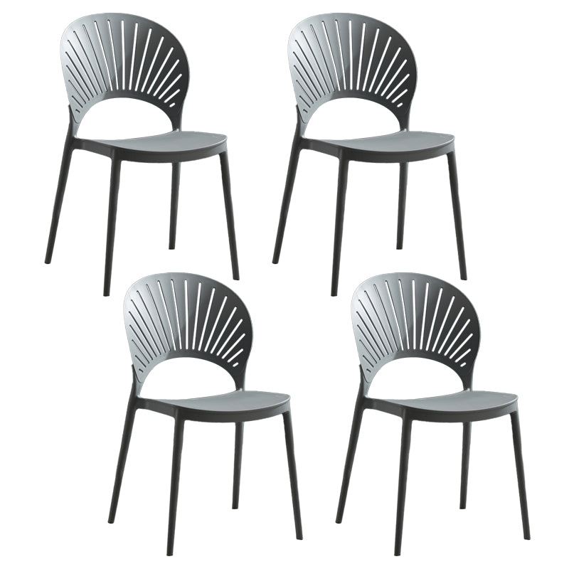 Home Contemporary Side Chair Open Back Shell-shaped Plastic Dining Room Chair Black Set of 4 Clearhalo ' kitchen&dining_furn' 'Dining Chairs' 'Dining Tables & Seating' 'dining_chair' 'Furniture' 'furniture_dining_chair' 'Kitchen & Dining Furniture' 'kitchen' 3453633