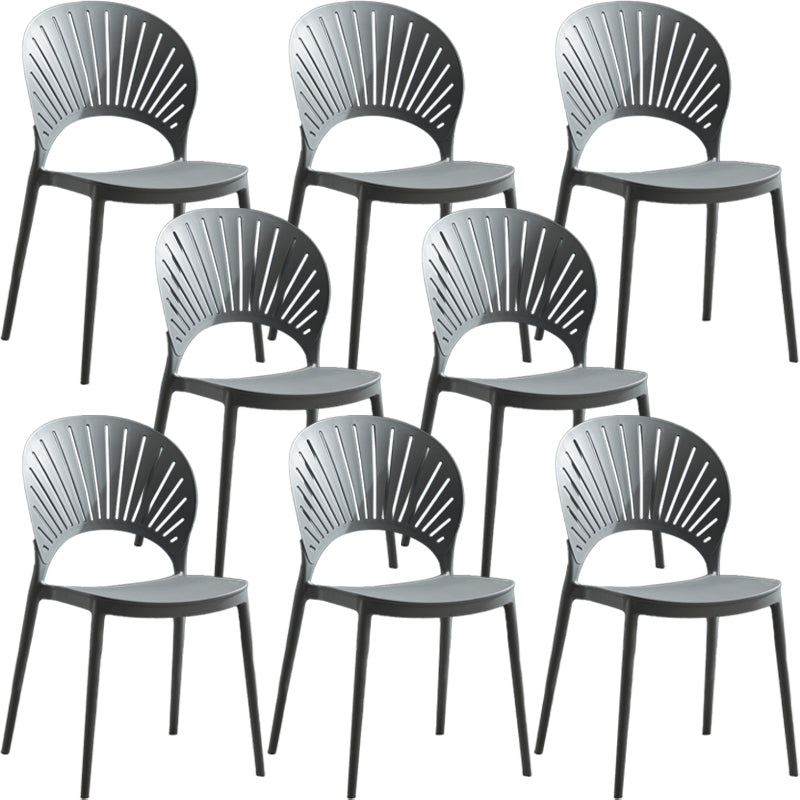 Home Contemporary Side Chair Open Back Shell-shaped Plastic Dining Room Chair Black Set of 8 Clearhalo ' kitchen&dining_furn' 'Dining Chairs' 'Dining Tables & Seating' 'dining_chair' 'Furniture' 'furniture_dining_chair' 'Kitchen & Dining Furniture' 'kitchen' 3453635