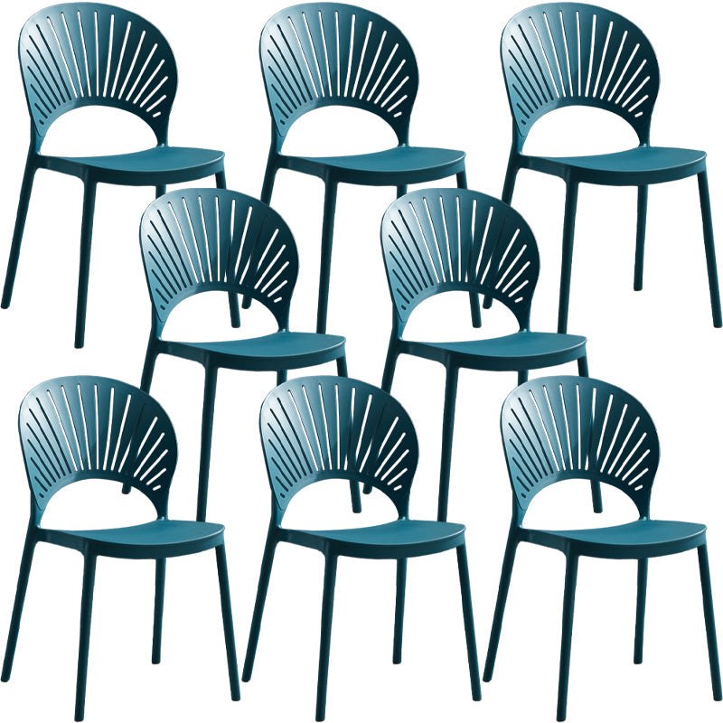 Home Contemporary Side Chair Open Back Shell-shaped Plastic Dining Room Chair Blue Set of 8 Clearhalo ' kitchen&dining_furn' 'Dining Chairs' 'Dining Tables & Seating' 'dining_chair' 'Furniture' 'furniture_dining_chair' 'Kitchen & Dining Furniture' 'kitchen' 3453638