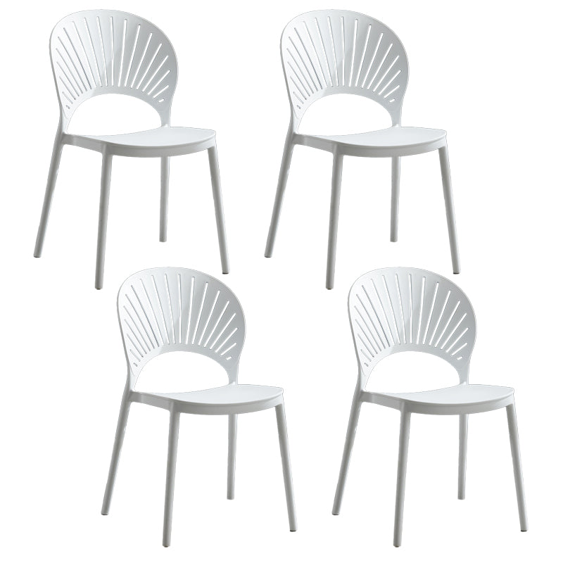 Home Contemporary Side Chair Open Back Shell-shaped Plastic Dining Room Chair White Set of 4 Clearhalo ' kitchen&dining_furn' 'Dining Chairs' 'Dining Tables & Seating' 'dining_chair' 'Furniture' 'furniture_dining_chair' 'Kitchen & Dining Furniture' 'kitchen' 3453640