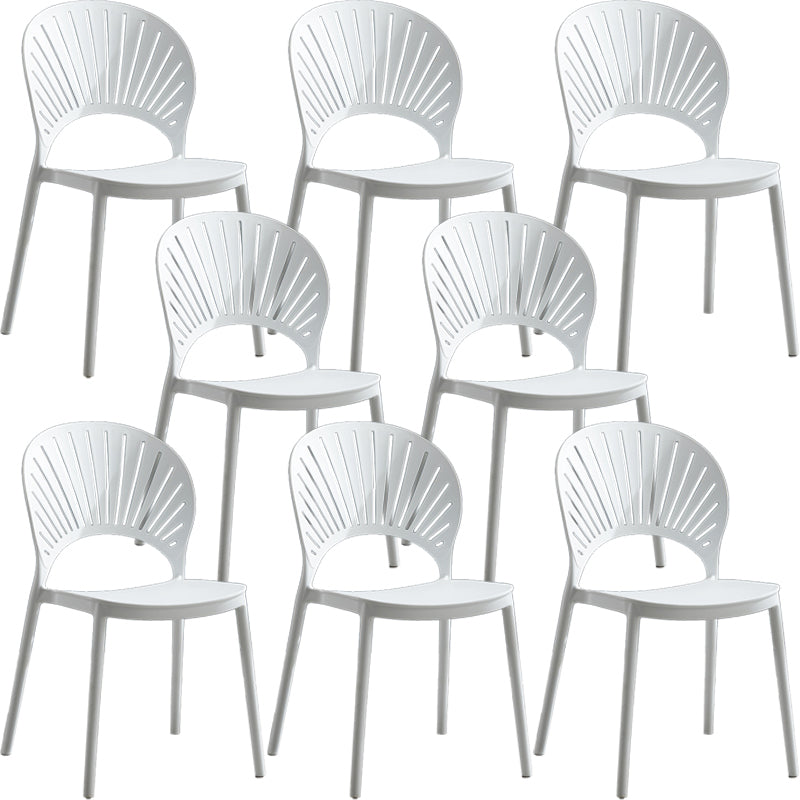 Home Contemporary Side Chair Open Back Shell-shaped Plastic Dining Room Chair White Set of 8 Clearhalo ' kitchen&dining_furn' 'Dining Chairs' 'Dining Tables & Seating' 'dining_chair' 'Furniture' 'furniture_dining_chair' 'Kitchen & Dining Furniture' 'kitchen' 3453643