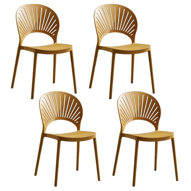 Home Contemporary Side Chair Open Back Shell-shaped Plastic Dining Room Chair Yellow Set of 4 Clearhalo ' kitchen&dining_furn' 'Dining Chairs' 'Dining Tables & Seating' 'dining_chair' 'Furniture' 'furniture_dining_chair' 'Kitchen & Dining Furniture' 'kitchen' 3453644