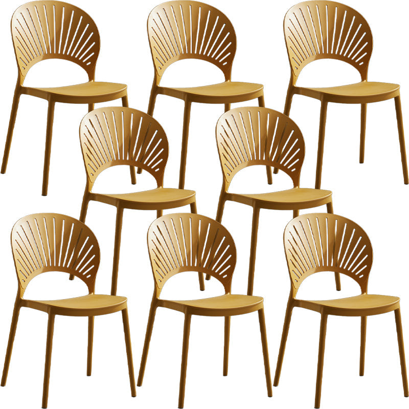 Home Contemporary Side Chair Open Back Shell-shaped Plastic Dining Room Chair Yellow Set of 8 Clearhalo ' kitchen&dining_furn' 'Dining Chairs' 'Dining Tables & Seating' 'dining_chair' 'Furniture' 'furniture_dining_chair' 'Kitchen & Dining Furniture' 'kitchen' 3453646