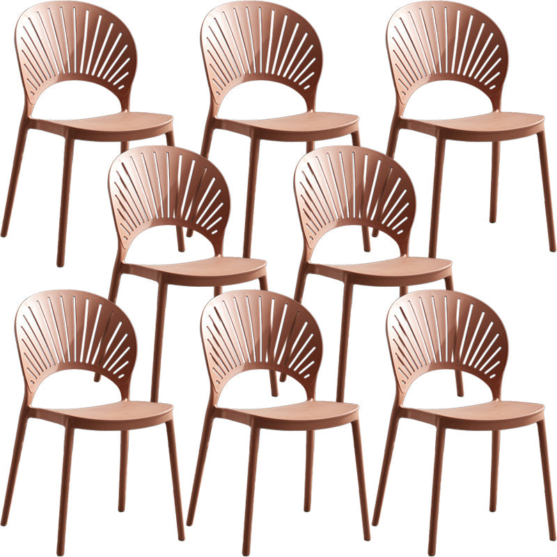 Home Contemporary Side Chair Open Back Shell-shaped Plastic Dining Room Chair Brown Set of 8 Clearhalo ' kitchen&dining_furn' 'Dining Chairs' 'Dining Tables & Seating' 'dining_chair' 'Furniture' 'furniture_dining_chair' 'Kitchen & Dining Furniture' 'kitchen' 3453651
