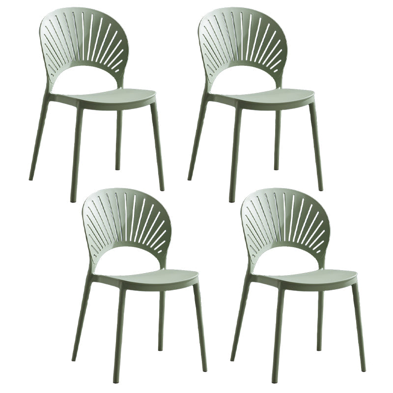 Home Contemporary Side Chair Open Back Shell-shaped Plastic Dining Room Chair Green Set of 4 Clearhalo ' kitchen&dining_furn' 'Dining Chairs' 'Dining Tables & Seating' 'dining_chair' 'Furniture' 'furniture_dining_chair' 'Kitchen & Dining Furniture' 'kitchen' 3453653